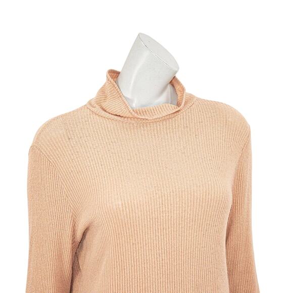 REFORMATION Women's Turtleneck Ribbed Pullover in Peach Large - Picture 7 of 8